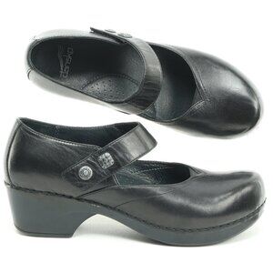 Dansko Tandy Mary Jane Leather Clogs Women's EU 39 Black